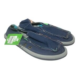 Sanuk Vagabond 1116541Y Navy Boy Size 4 Slip On 100% Authentic